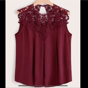 NEW Plus Lace Yoke Solid Top